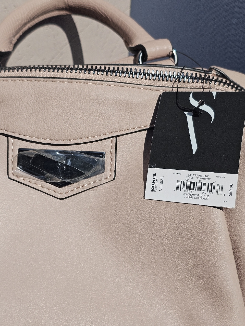 Simply Vera Vera Wang Prairie Pink Faux Leather Convertible Backpack Purse NWT - Picture 5 of 5